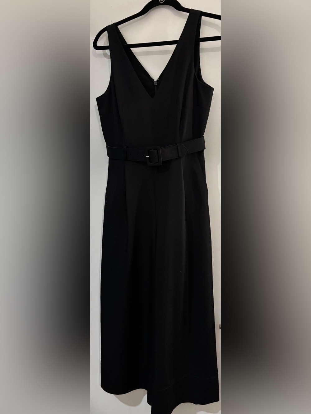 ANTONIO MELANI Black V-Neck Belted Jumpsuit